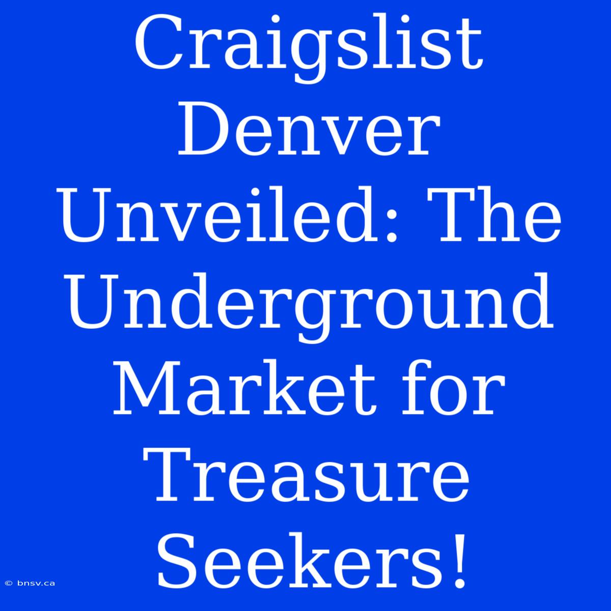 Craigslist Denver Unveiled: The Underground Market For Treasure Seekers!