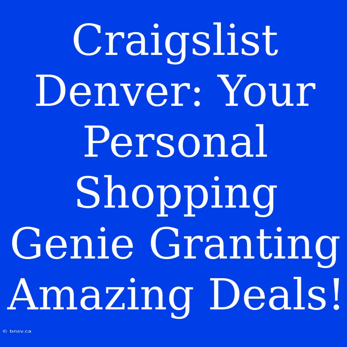 Craigslist Denver: Your Personal Shopping Genie Granting Amazing Deals!