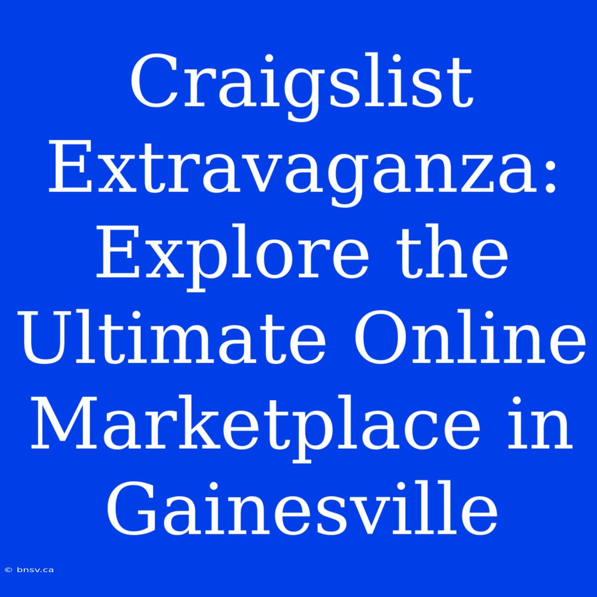 Craigslist Extravaganza: Explore The Ultimate Online Marketplace In Gainesville