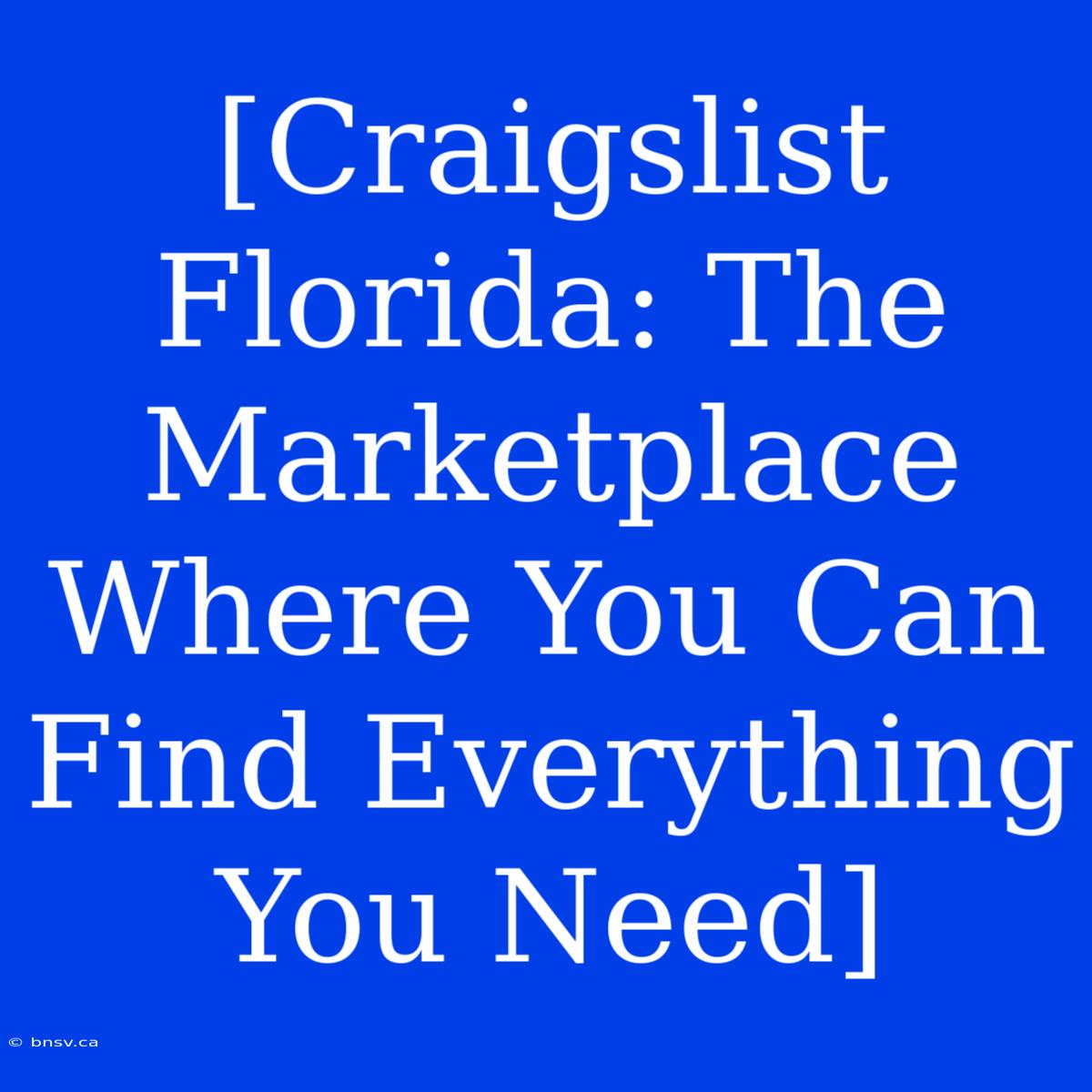 [Craigslist Florida: The Marketplace Where You Can Find Everything You Need]