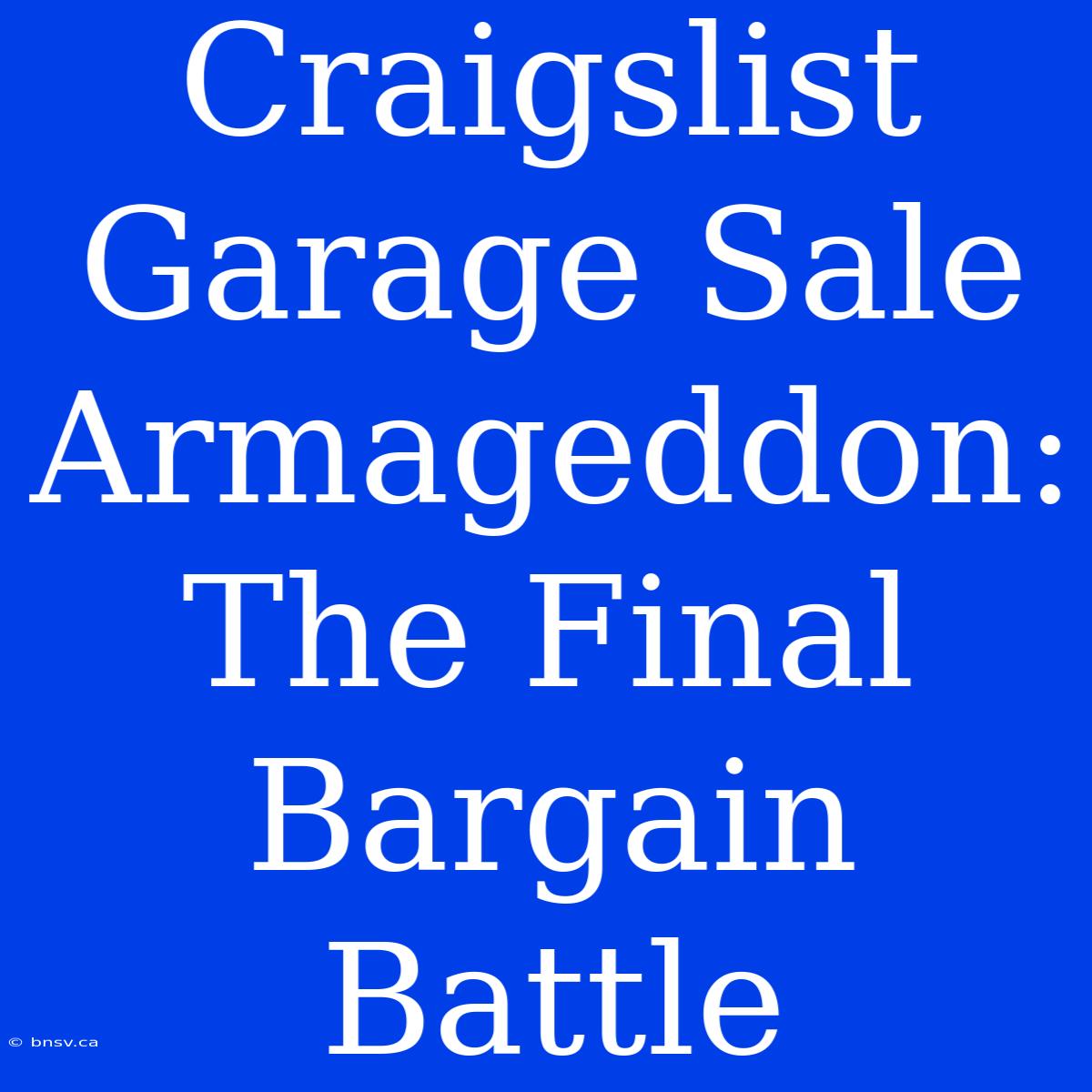 Craigslist Garage Sale Armageddon: The Final Bargain Battle