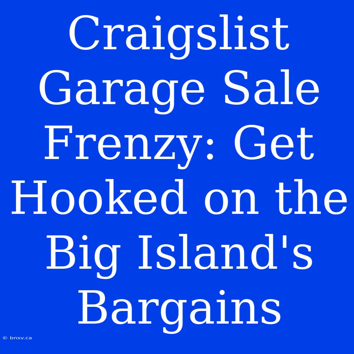 Craigslist Garage Sale Frenzy: Get Hooked On The Big Island's Bargains