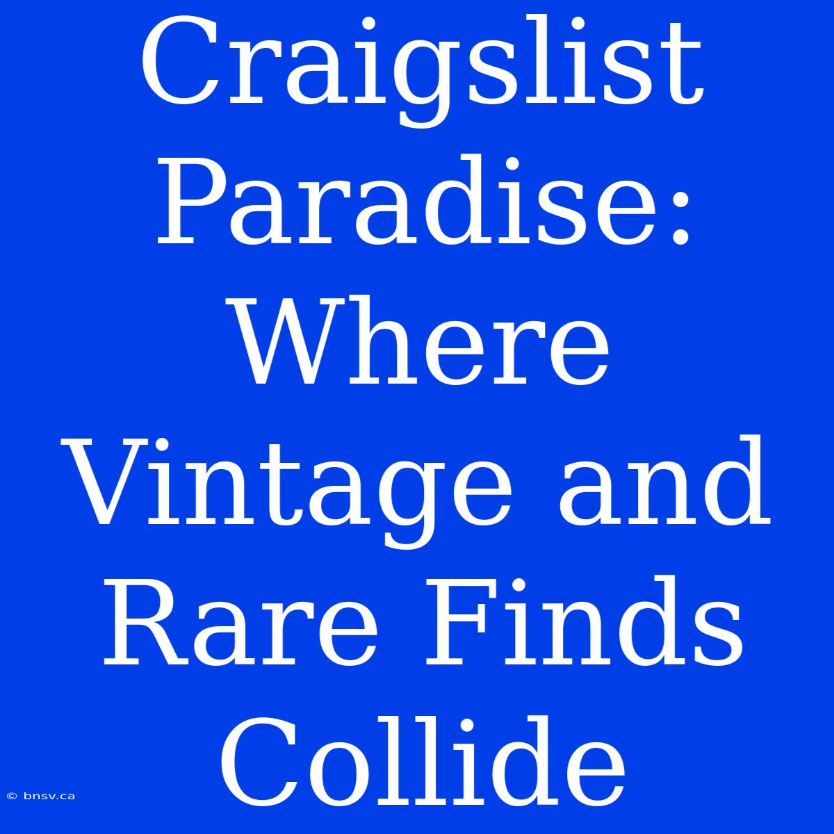 Craigslist Paradise: Where Vintage And Rare Finds Collide