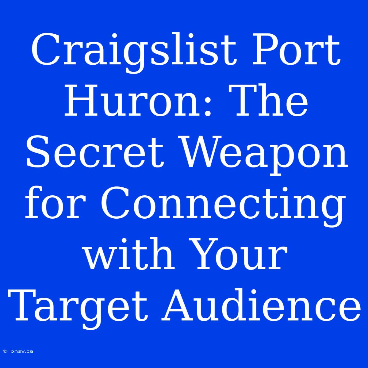 Craigslist Port Huron: The Secret Weapon For Connecting With Your Target Audience