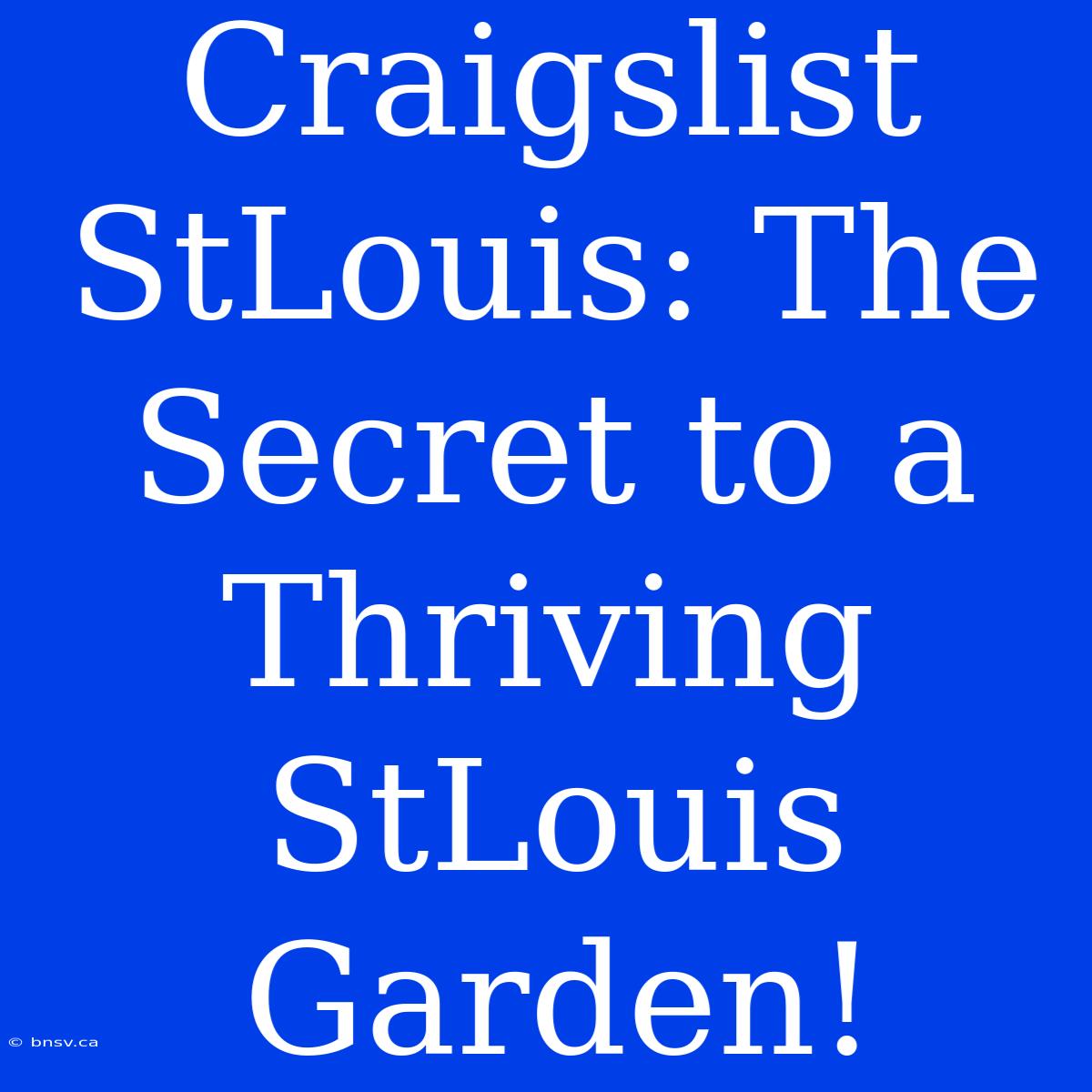 Craigslist StLouis: The Secret To A Thriving StLouis Garden!