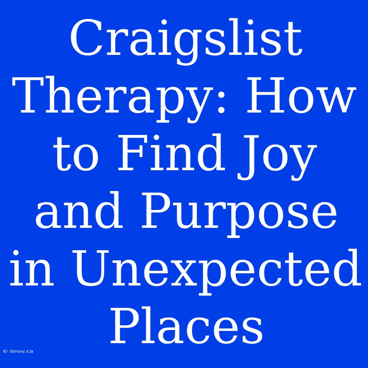 Craigslist Therapy: How To Find Joy And Purpose In Unexpected Places