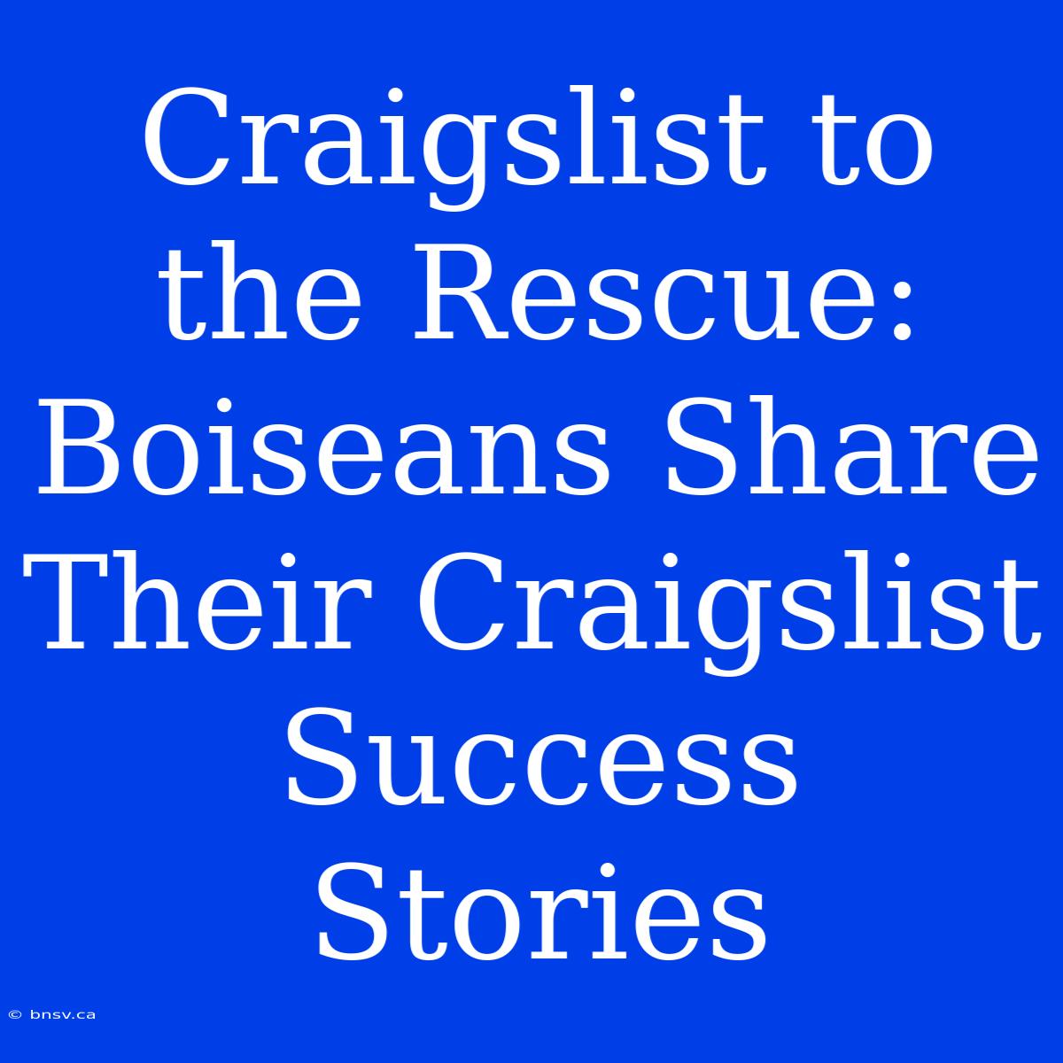 Craigslist To The Rescue: Boiseans Share Their Craigslist Success Stories