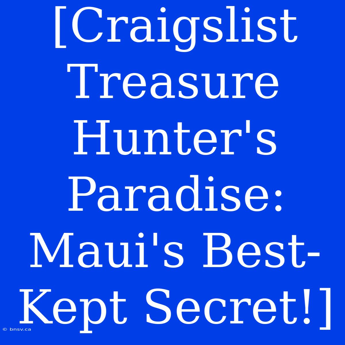 [Craigslist Treasure Hunter's Paradise: Maui's Best-Kept Secret!]