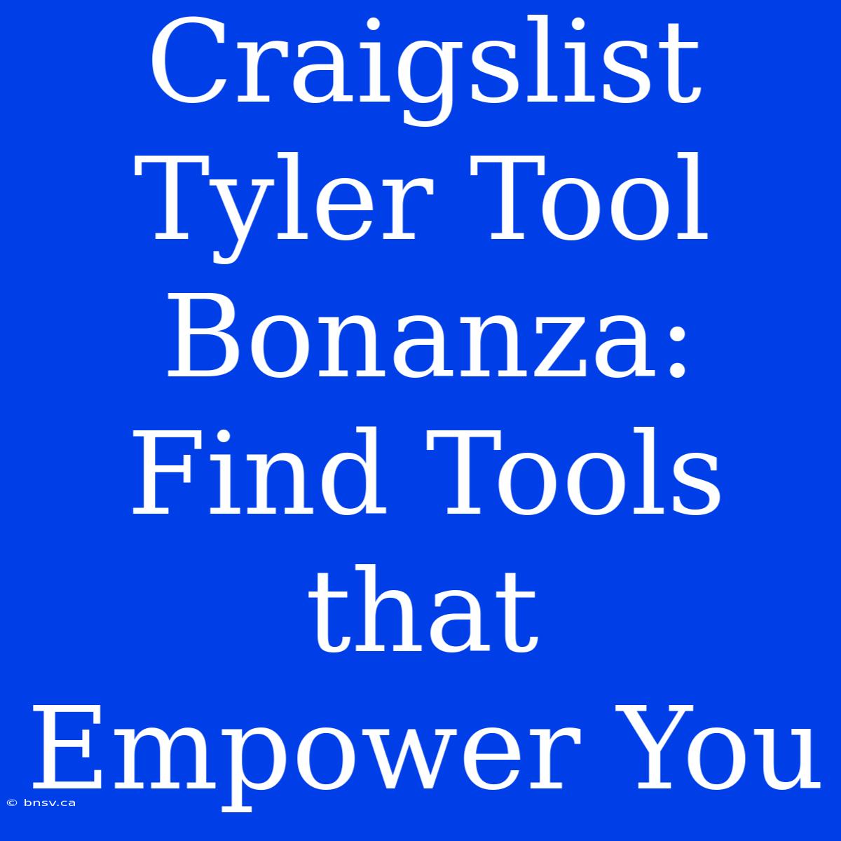 Craigslist Tyler Tool Bonanza: Find Tools That Empower You