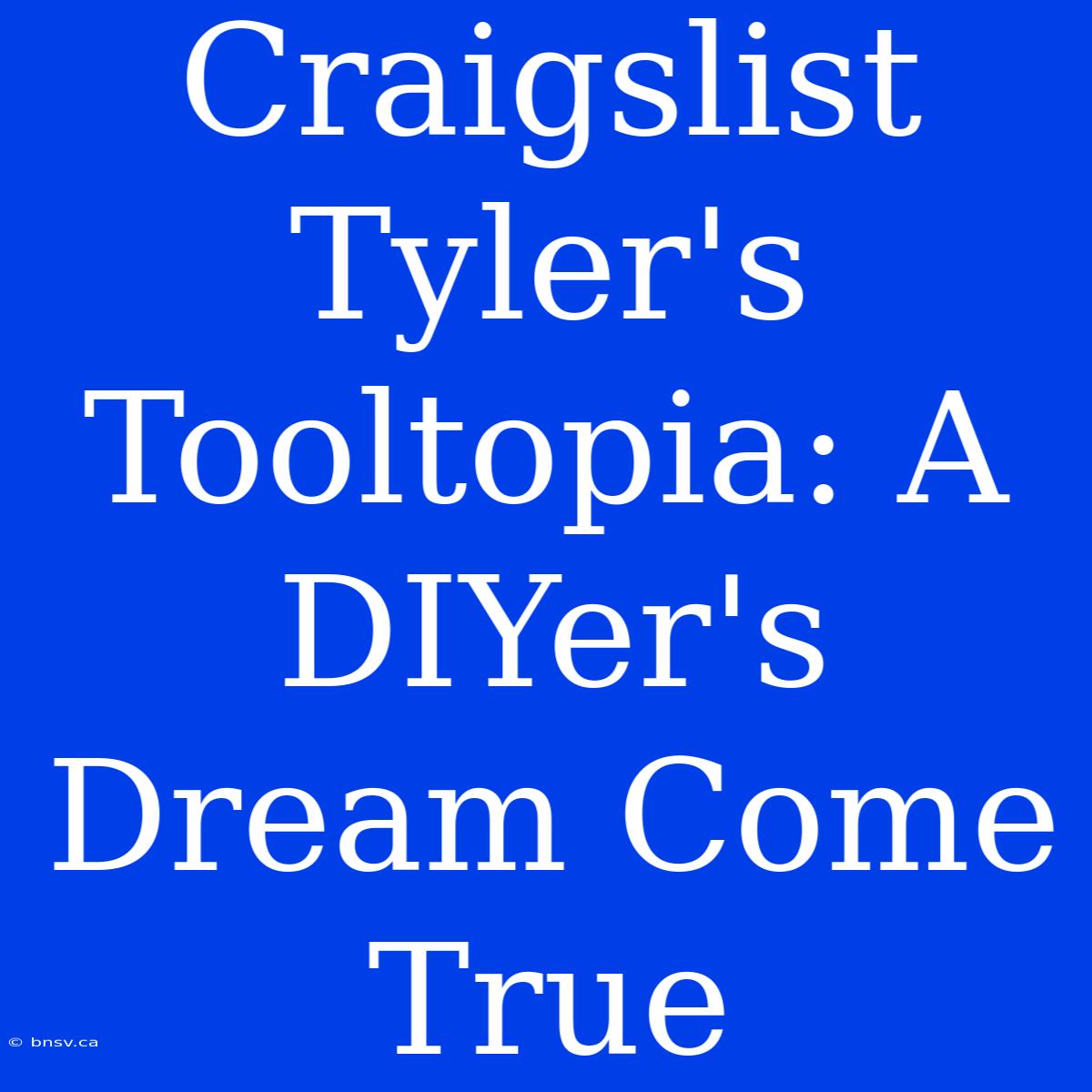 Craigslist Tyler's Tooltopia: A DIYer's Dream Come True