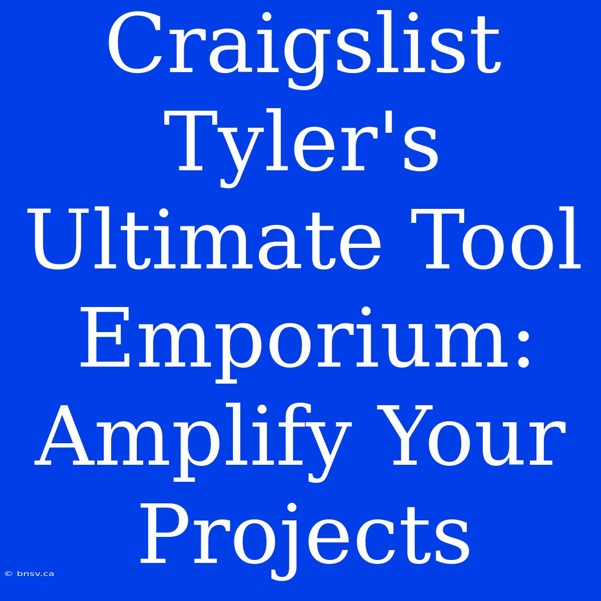 Craigslist Tyler's Ultimate Tool Emporium: Amplify Your Projects