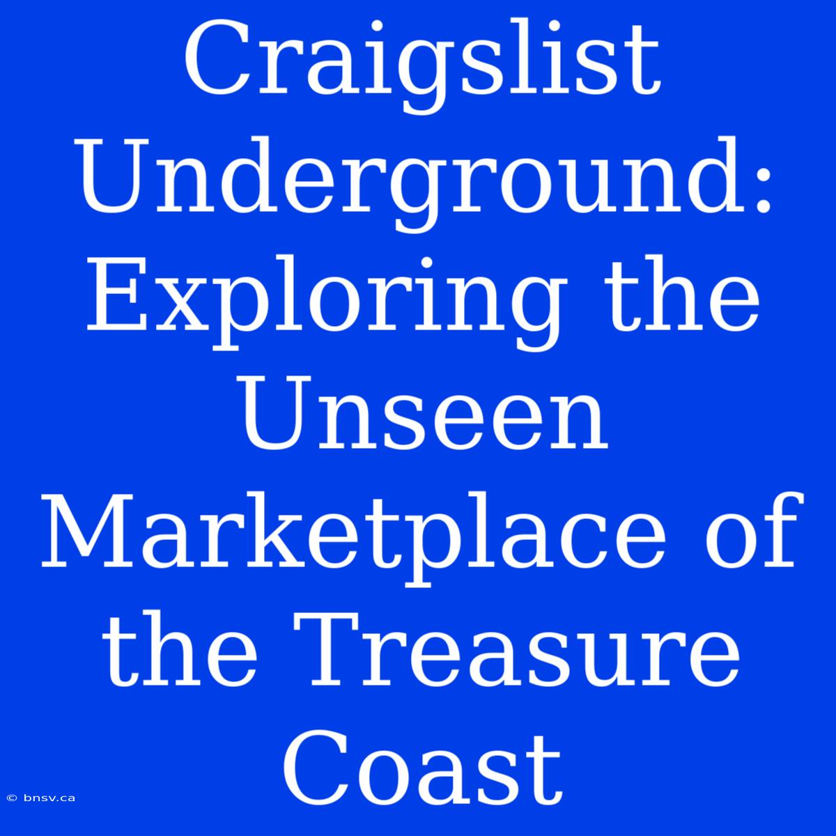 Craigslist Underground: Exploring The Unseen Marketplace Of The Treasure Coast