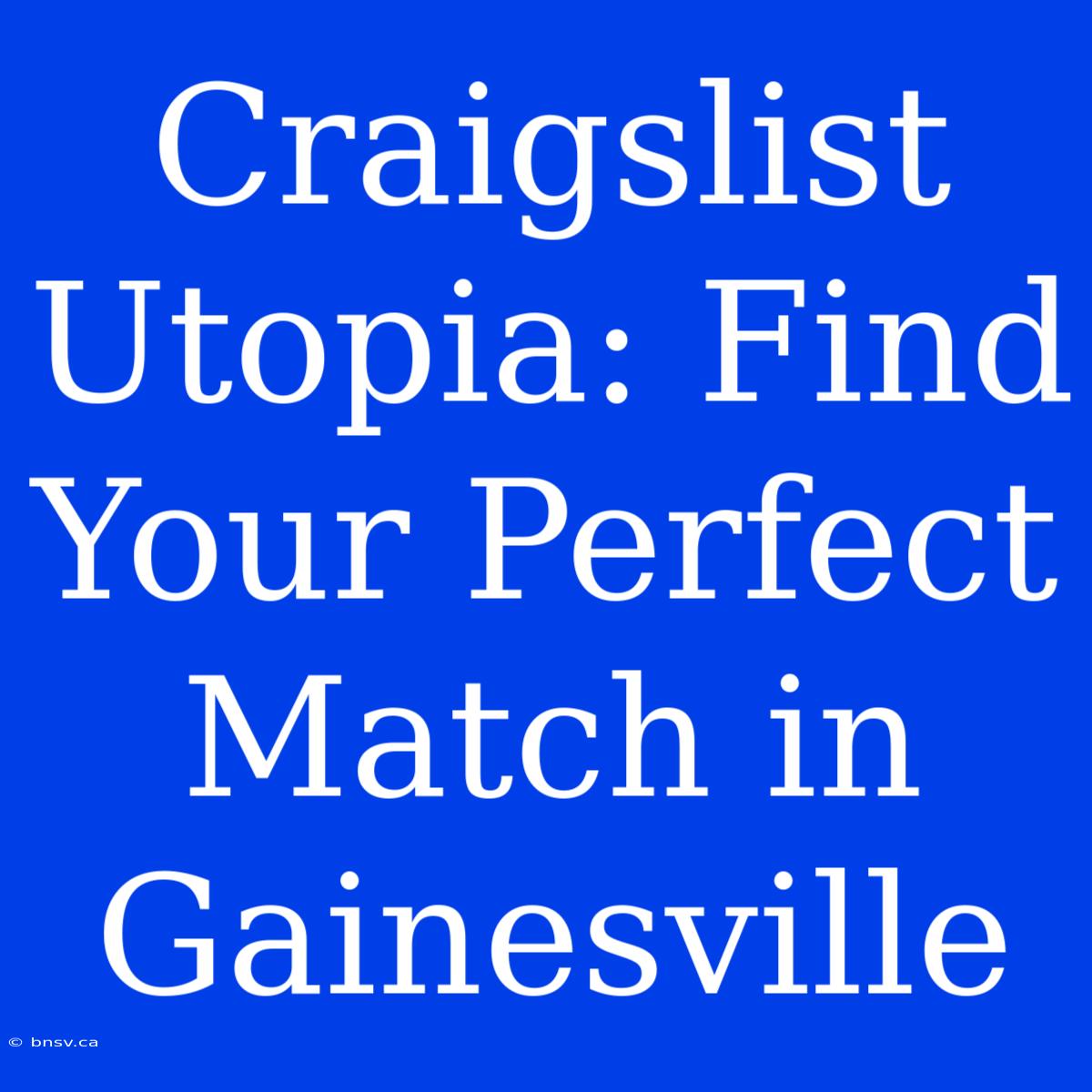 Craigslist Utopia: Find Your Perfect Match In Gainesville