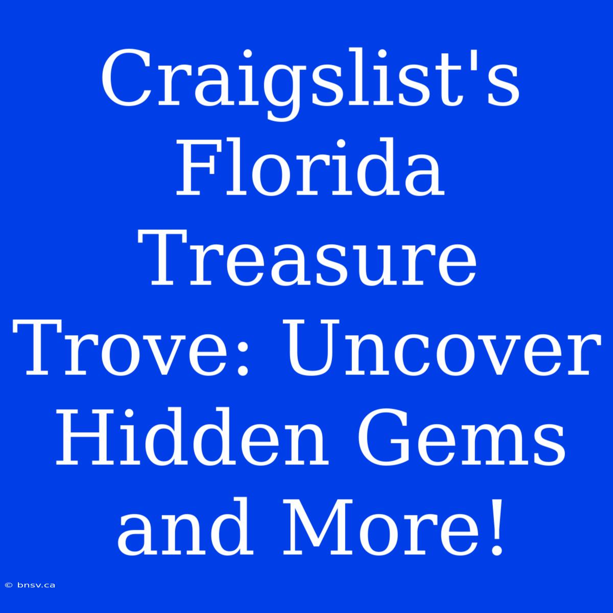 Craigslist's Florida Treasure Trove: Uncover Hidden Gems And More!