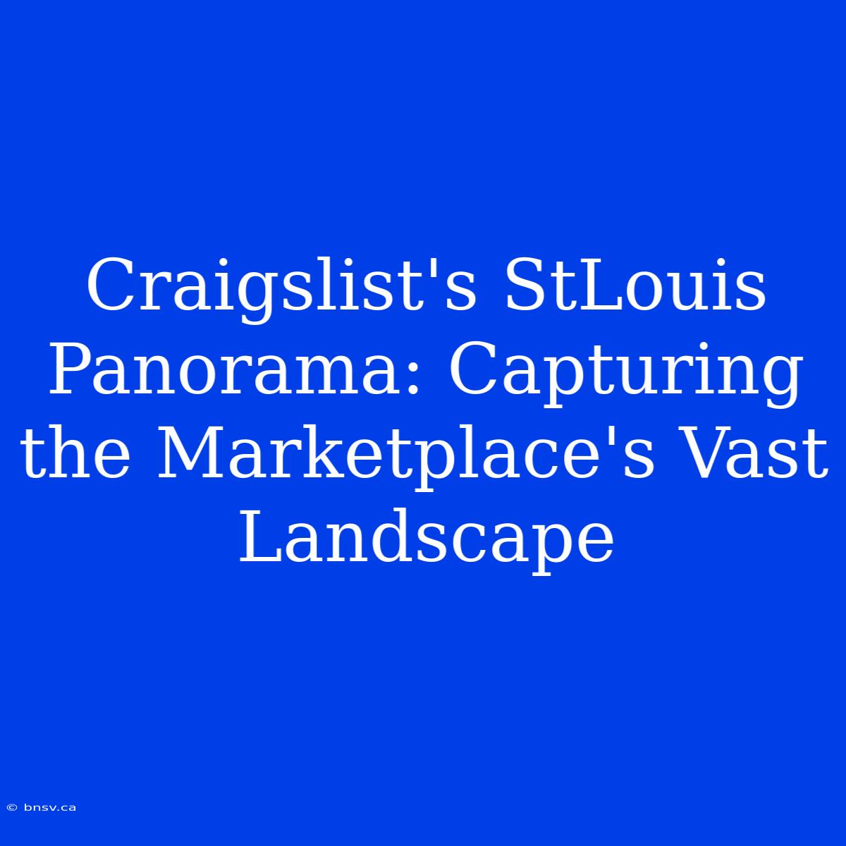 Craigslist's StLouis Panorama: Capturing The Marketplace's Vast Landscape