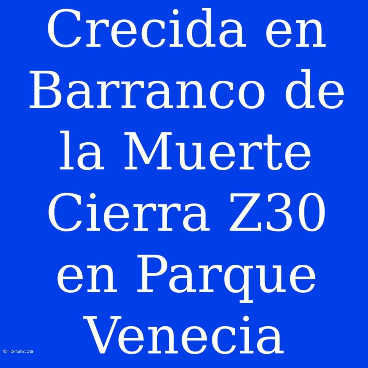 Crecida En Barranco De La Muerte Cierra Z30 En Parque Venecia