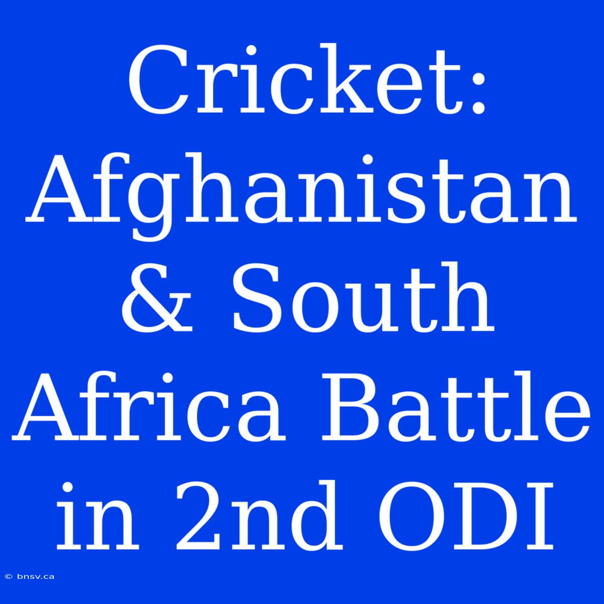 Cricket: Afghanistan & South Africa Battle In 2nd ODI