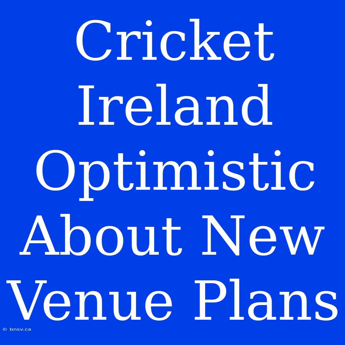 Cricket Ireland Optimistic About New Venue Plans