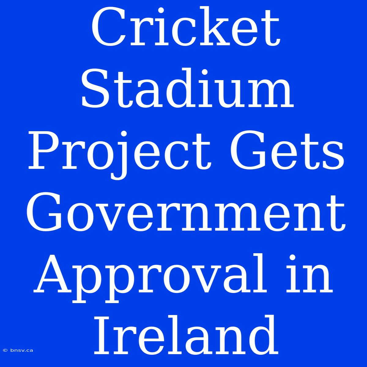 Cricket Stadium Project Gets Government Approval In Ireland