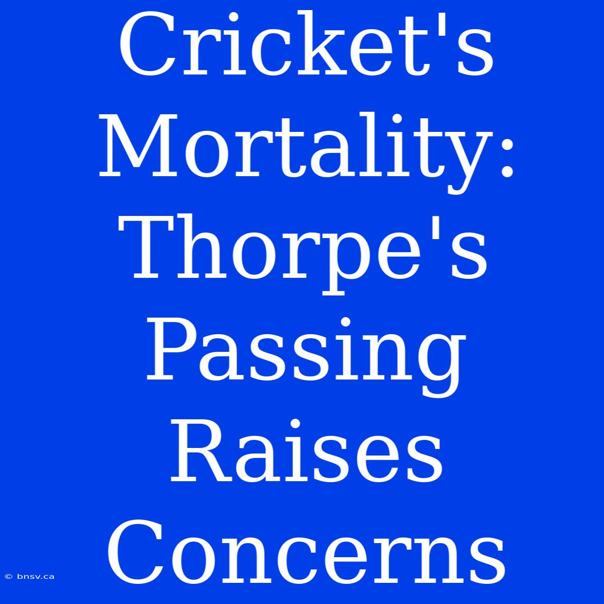 Cricket's Mortality: Thorpe's Passing Raises Concerns