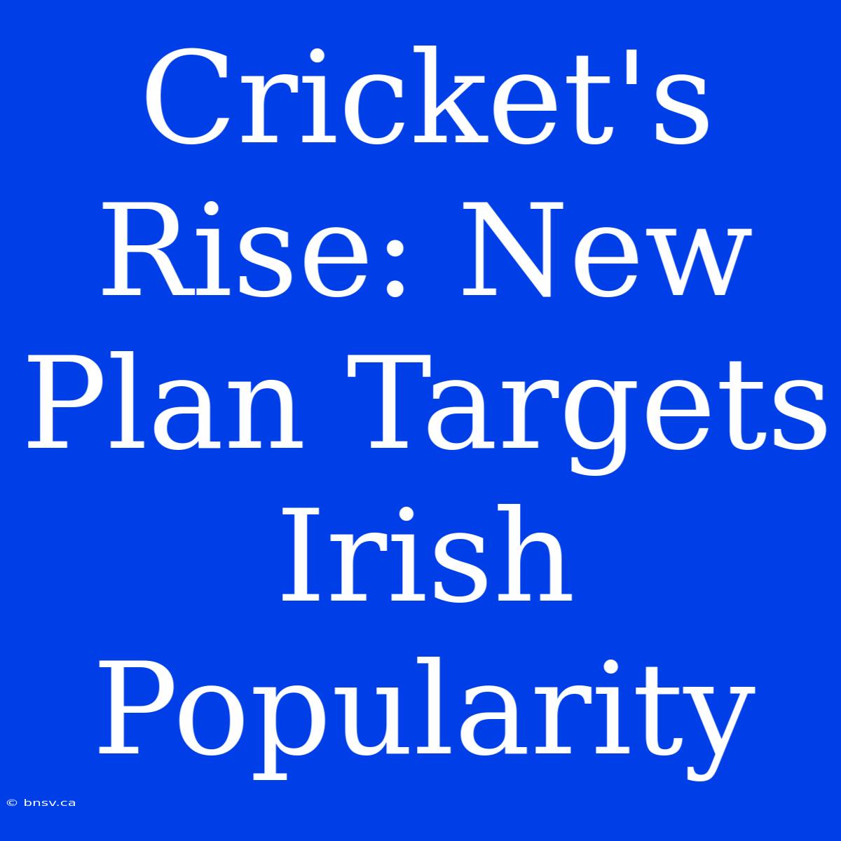 Cricket's Rise: New Plan Targets Irish Popularity