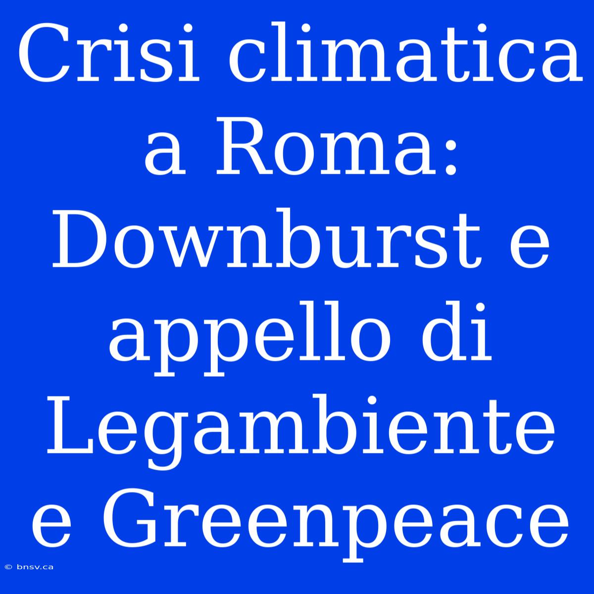 Crisi Climatica A Roma: Downburst E Appello Di Legambiente E Greenpeace