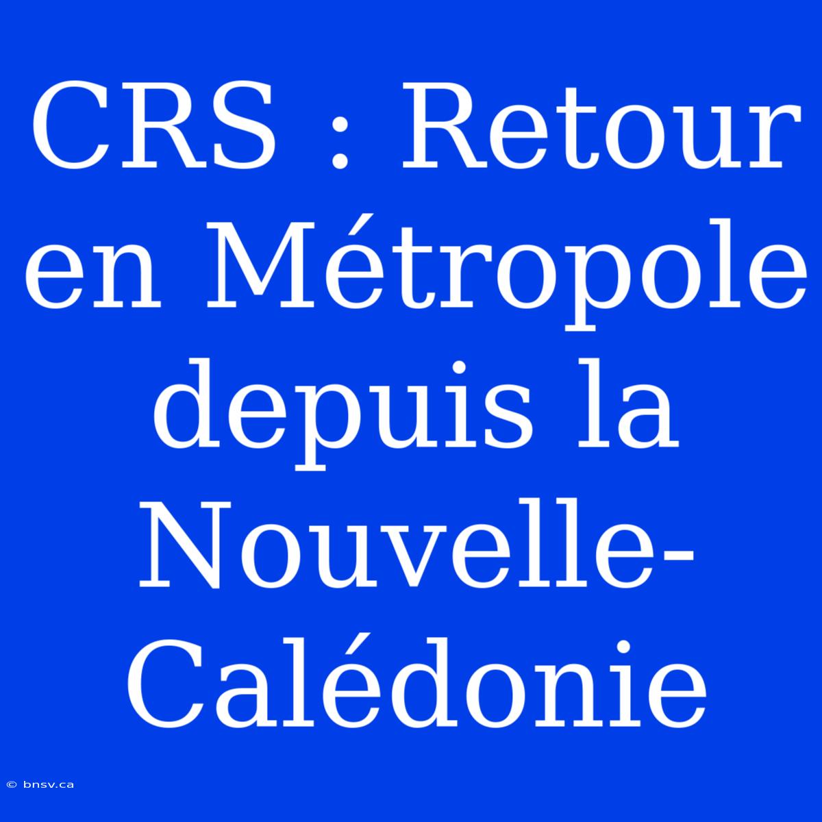 CRS : Retour En Métropole Depuis La Nouvelle-Calédonie