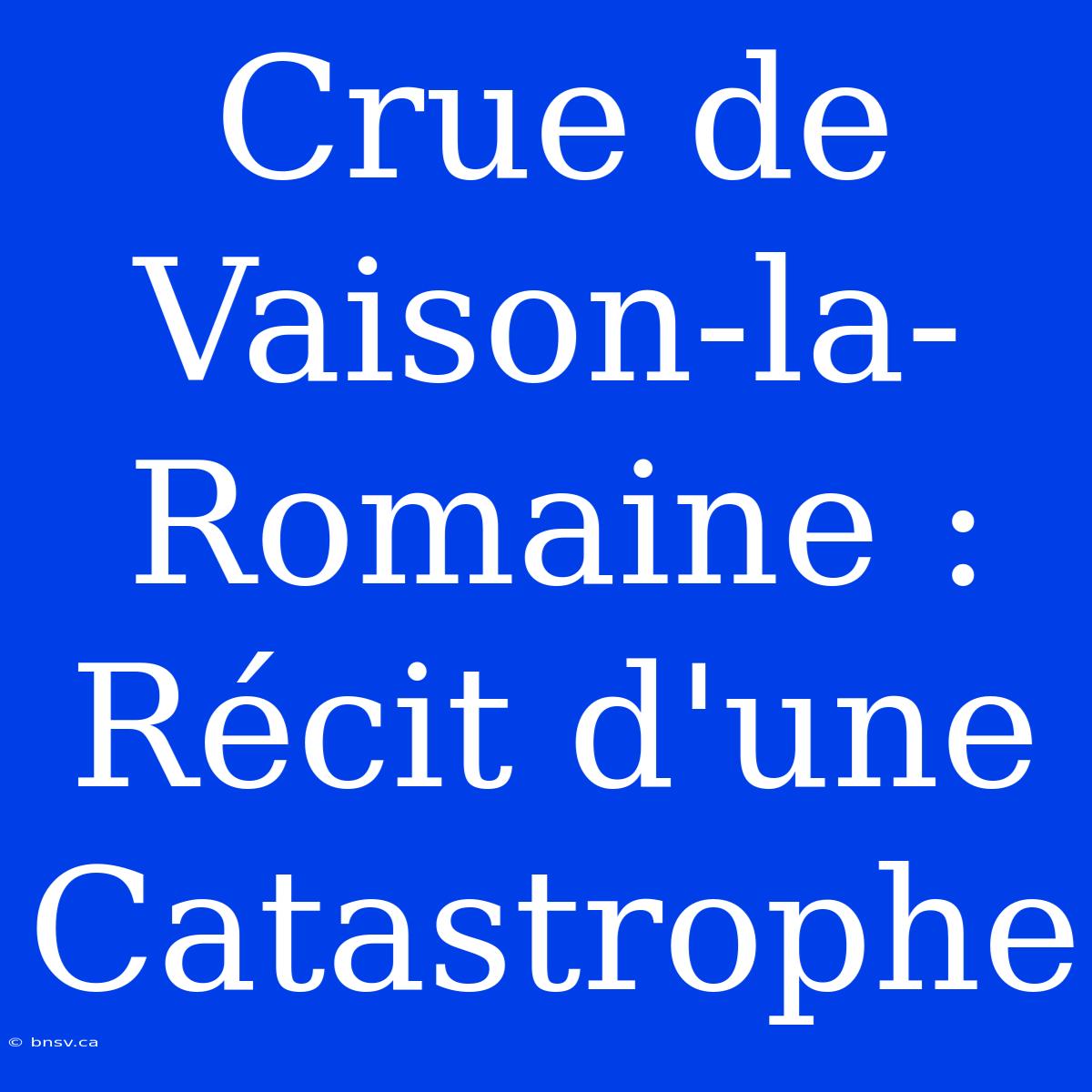 Crue De Vaison-la-Romaine : Récit D'une Catastrophe