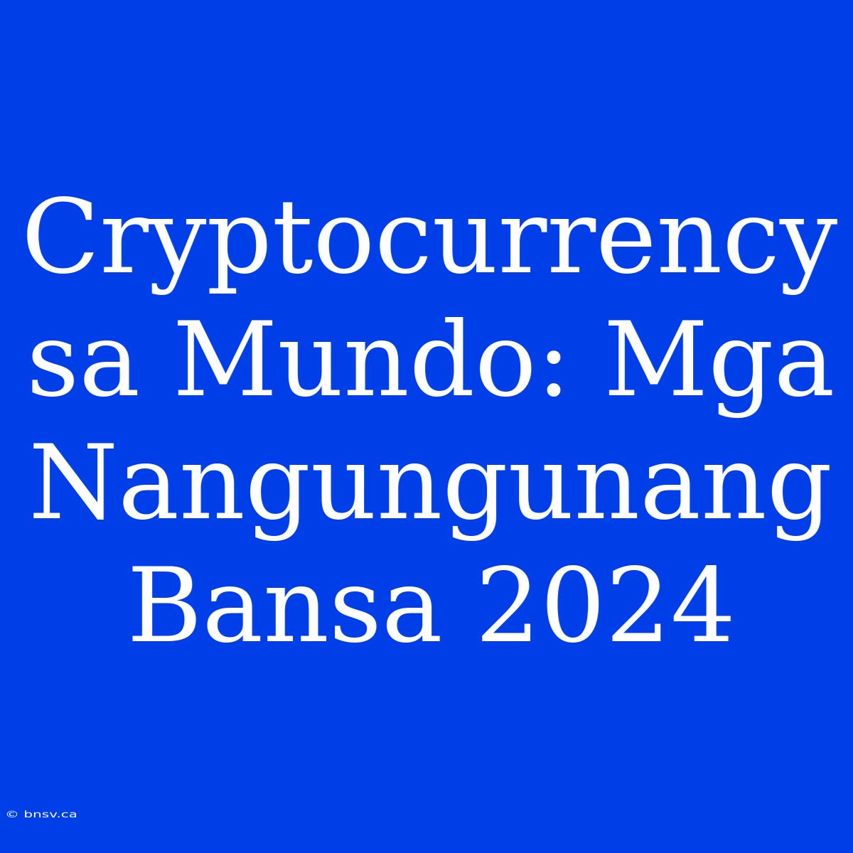 Cryptocurrency Sa Mundo: Mga Nangungunang Bansa 2024