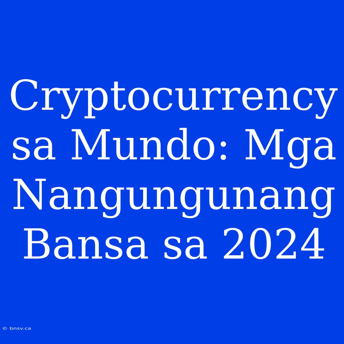 Cryptocurrency Sa Mundo: Mga Nangungunang Bansa Sa 2024