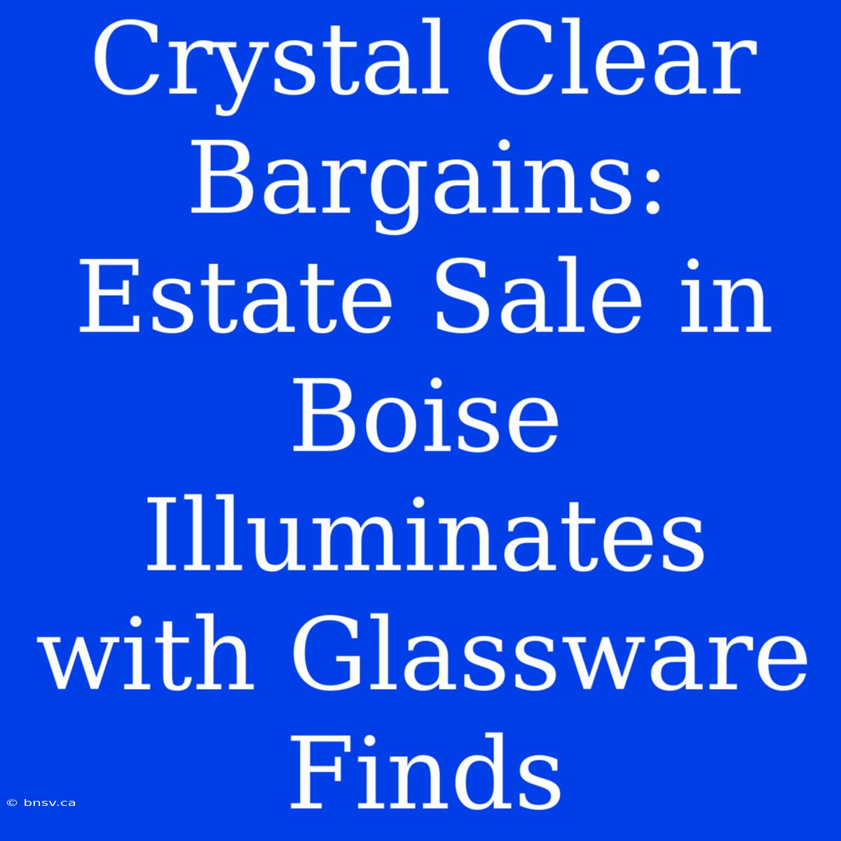 Crystal Clear Bargains: Estate Sale In Boise Illuminates With Glassware Finds