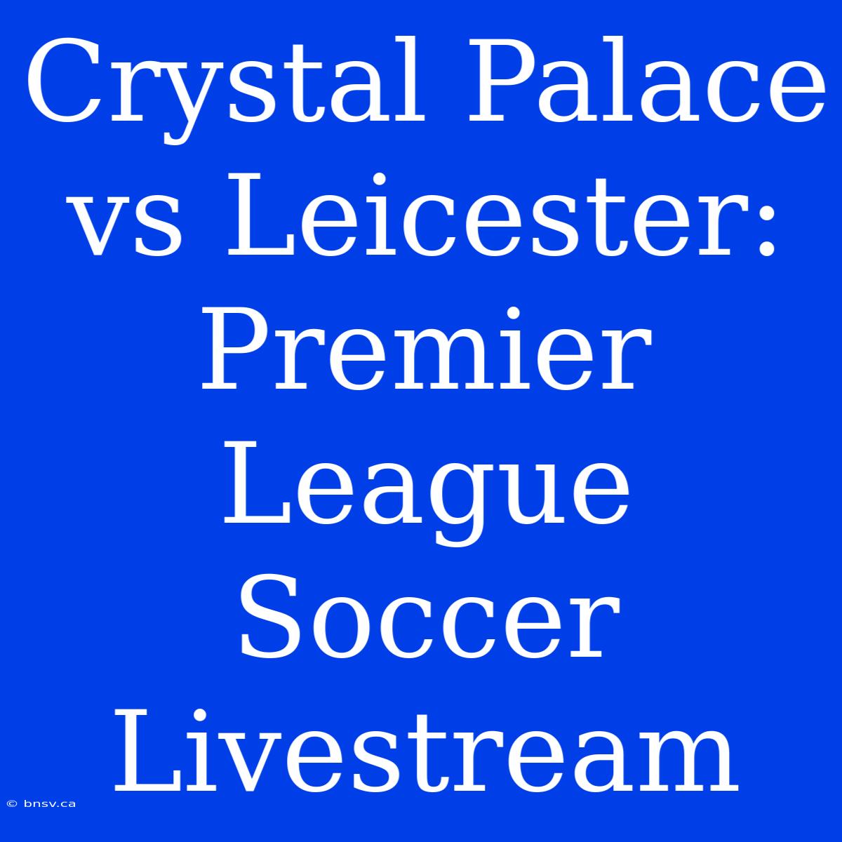 Crystal Palace Vs Leicester: Premier League Soccer Livestream