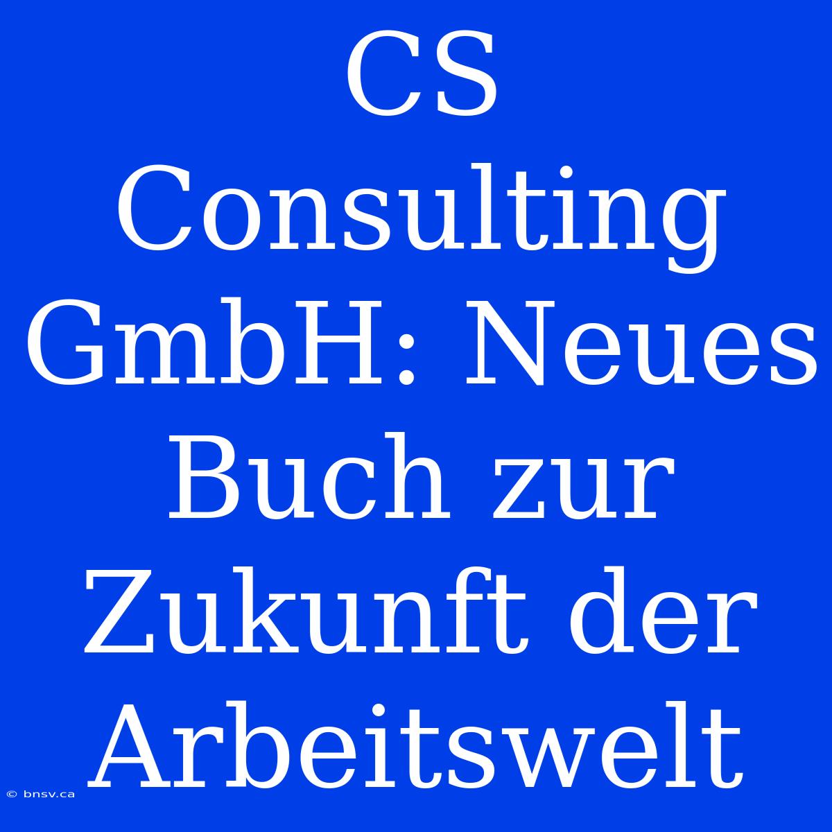 CS Consulting GmbH: Neues Buch Zur Zukunft Der Arbeitswelt