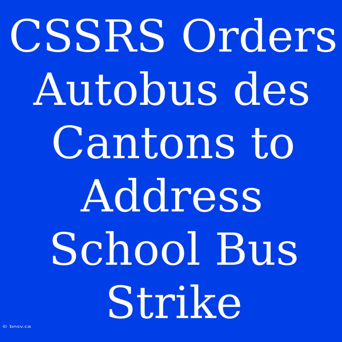 CSSRS Orders Autobus Des Cantons To Address School Bus Strike