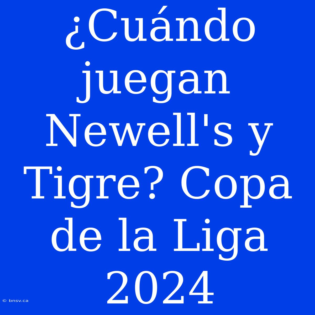 ¿Cuándo Juegan Newell's Y Tigre? Copa De La Liga 2024