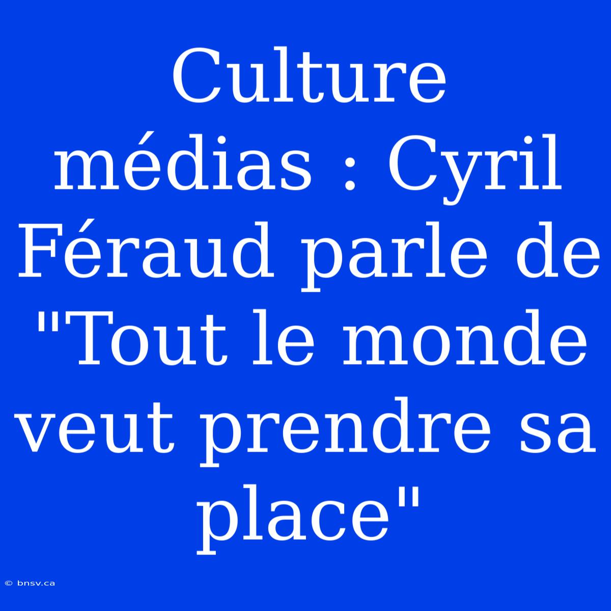 Culture Médias : Cyril Féraud Parle De 