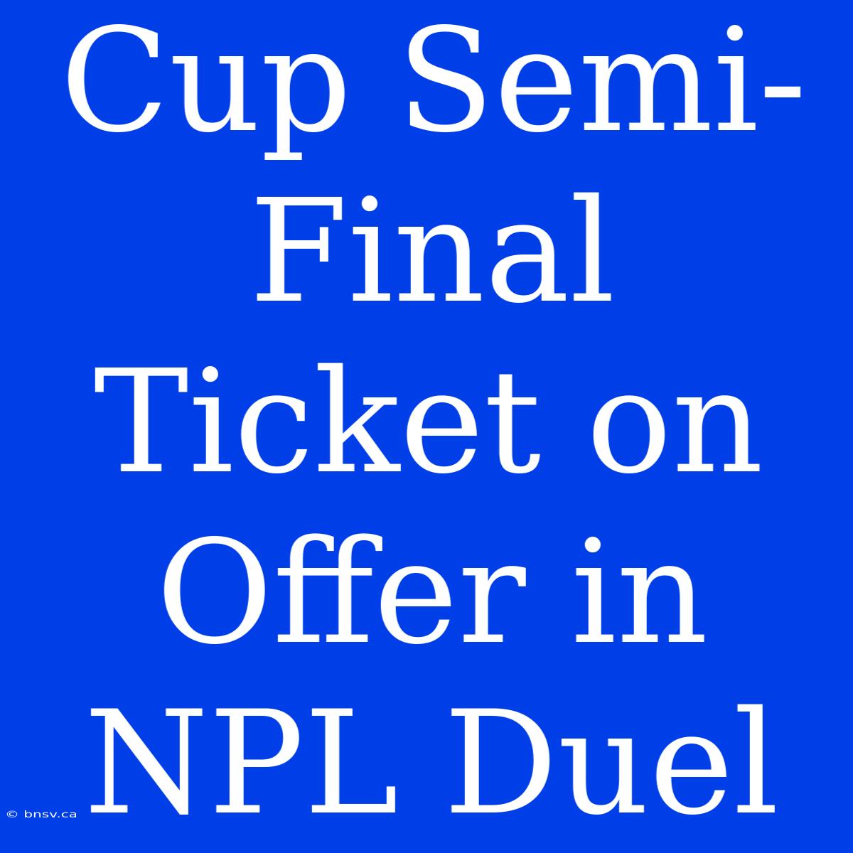 Cup Semi-Final Ticket On Offer In NPL Duel