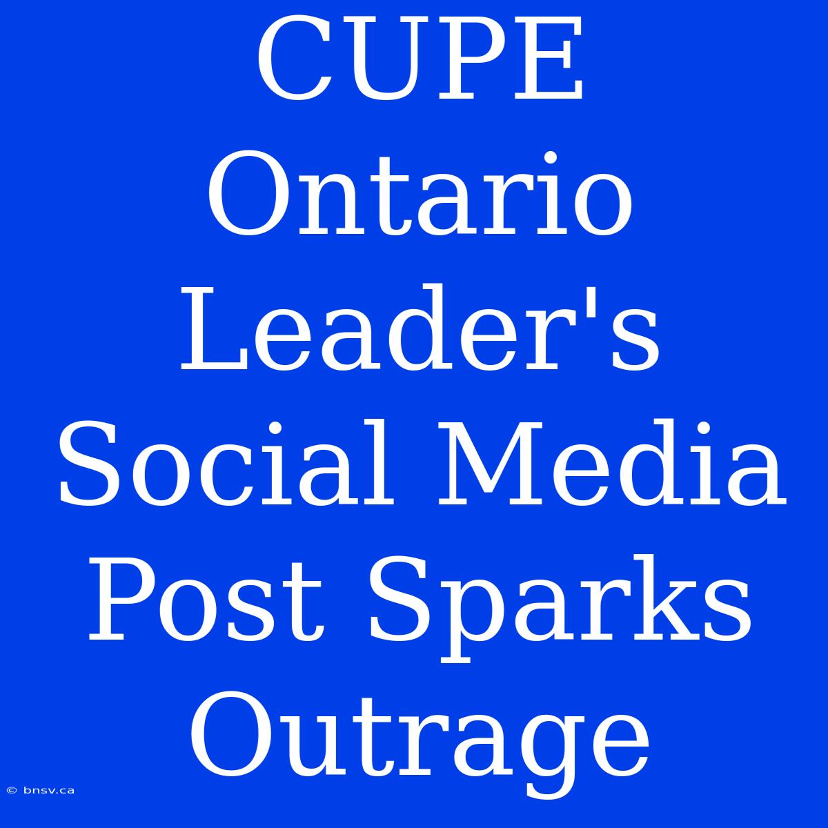 CUPE Ontario Leader's Social Media Post Sparks Outrage