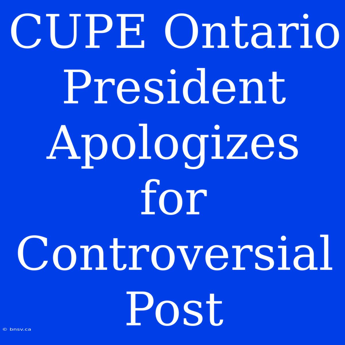 CUPE Ontario President Apologizes For Controversial Post