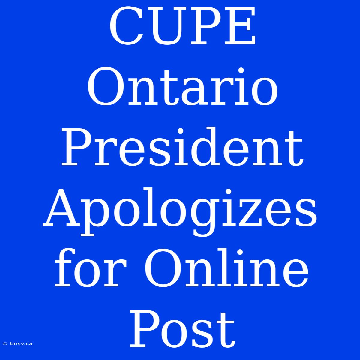 CUPE Ontario President Apologizes For Online Post