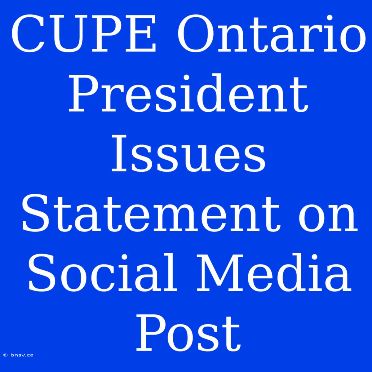 CUPE Ontario President Issues Statement On Social Media Post