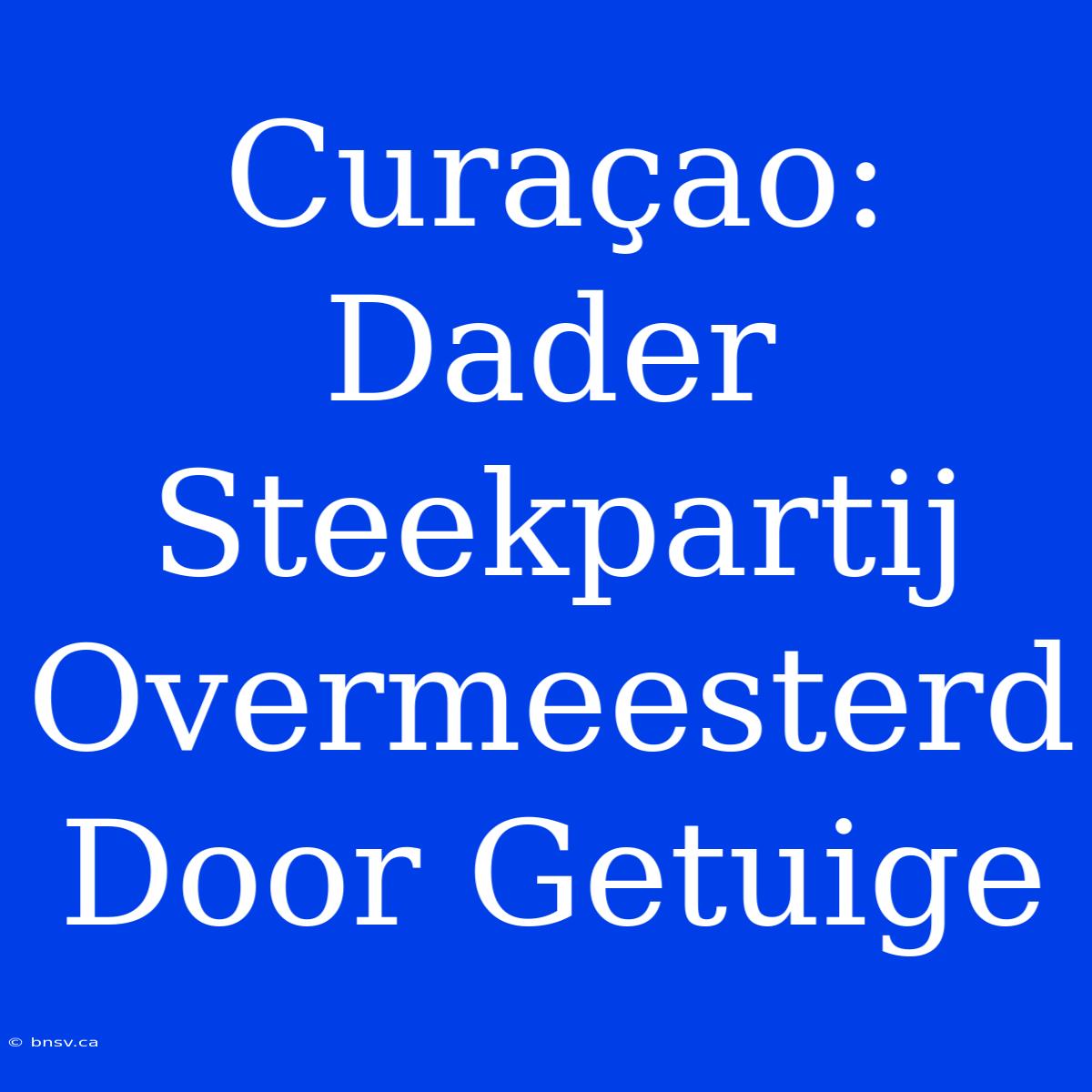 Curaçao: Dader Steekpartij Overmeesterd Door Getuige