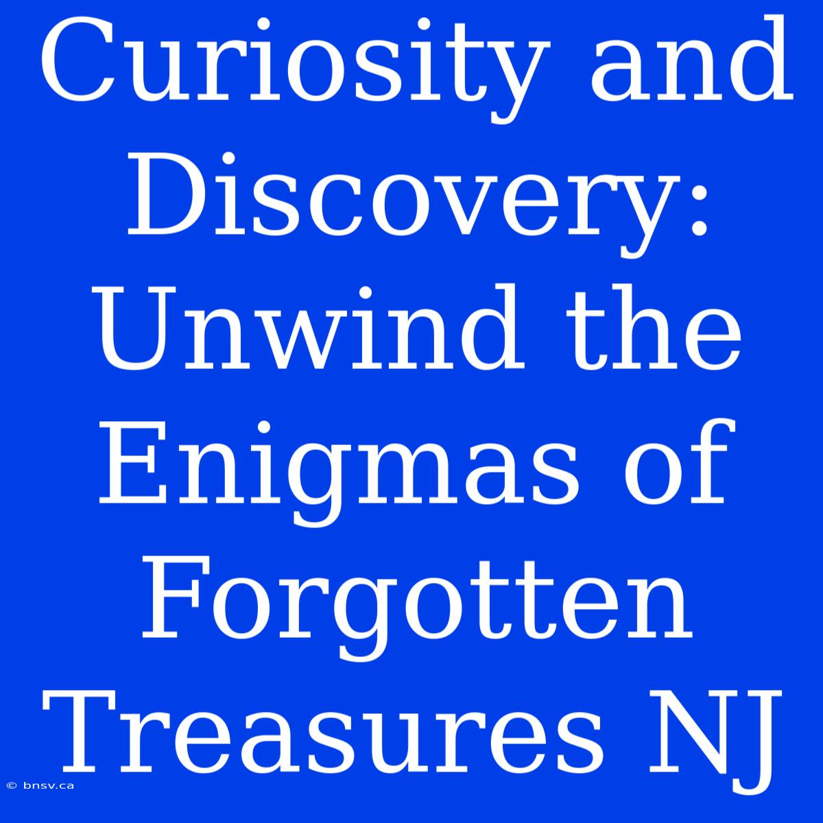 Curiosity And Discovery: Unwind The Enigmas Of Forgotten Treasures NJ