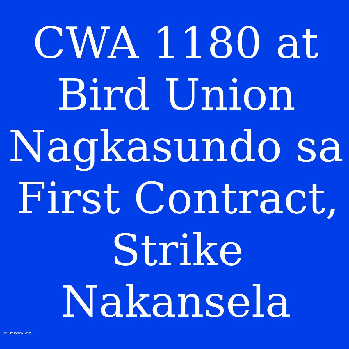 CWA 1180 At Bird Union Nagkasundo Sa First Contract, Strike Nakansela