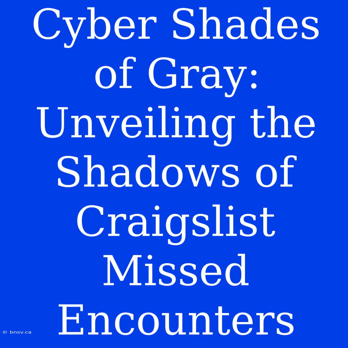 Cyber Shades Of Gray: Unveiling The Shadows Of Craigslist Missed Encounters