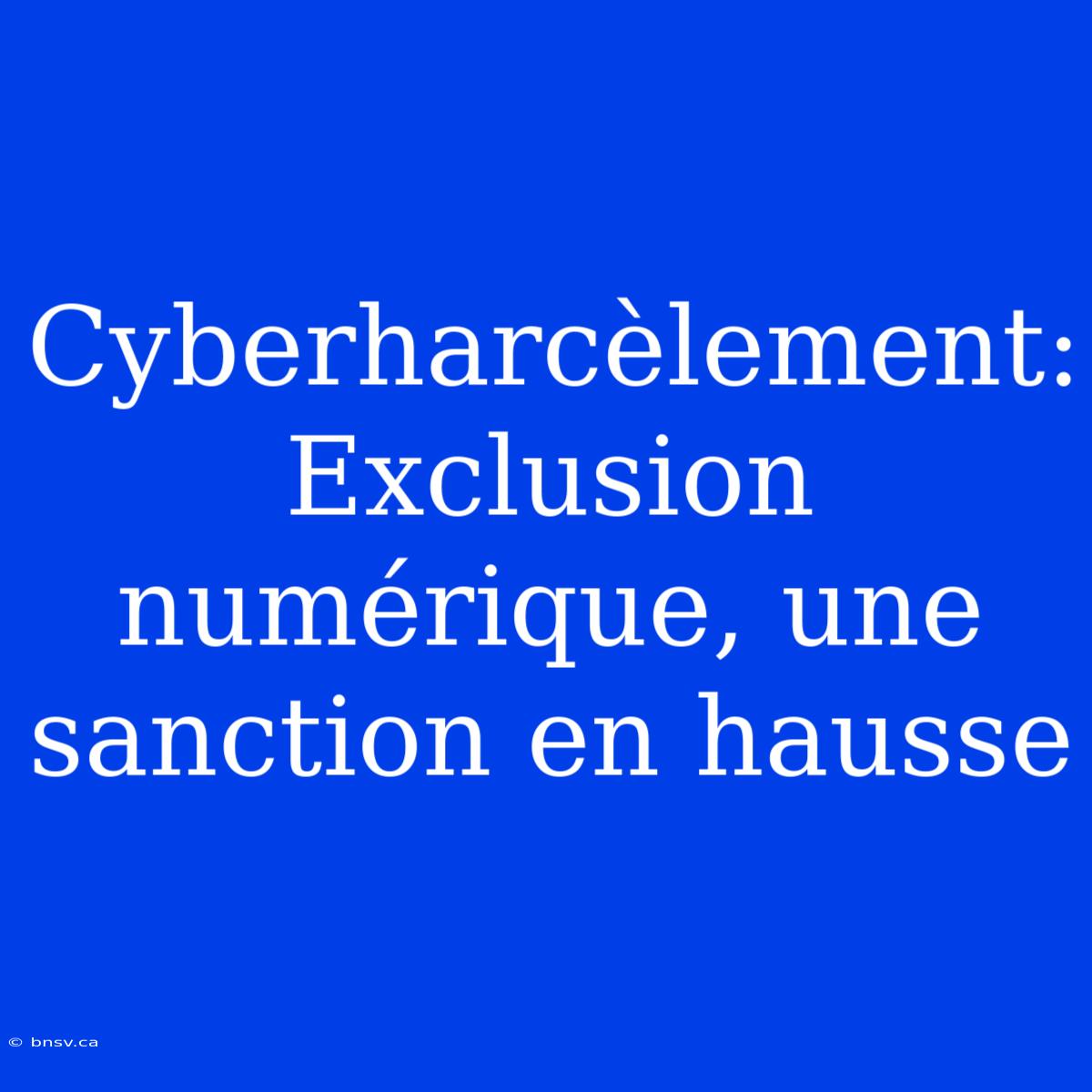 Cyberharcèlement: Exclusion Numérique, Une Sanction En Hausse