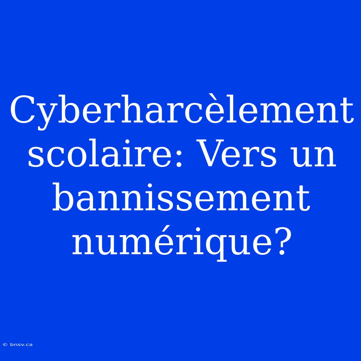 Cyberharcèlement Scolaire: Vers Un Bannissement Numérique?