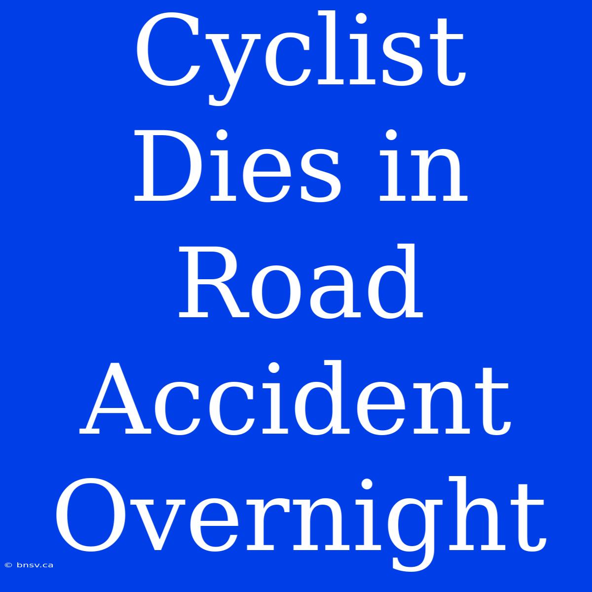 Cyclist Dies In Road Accident Overnight