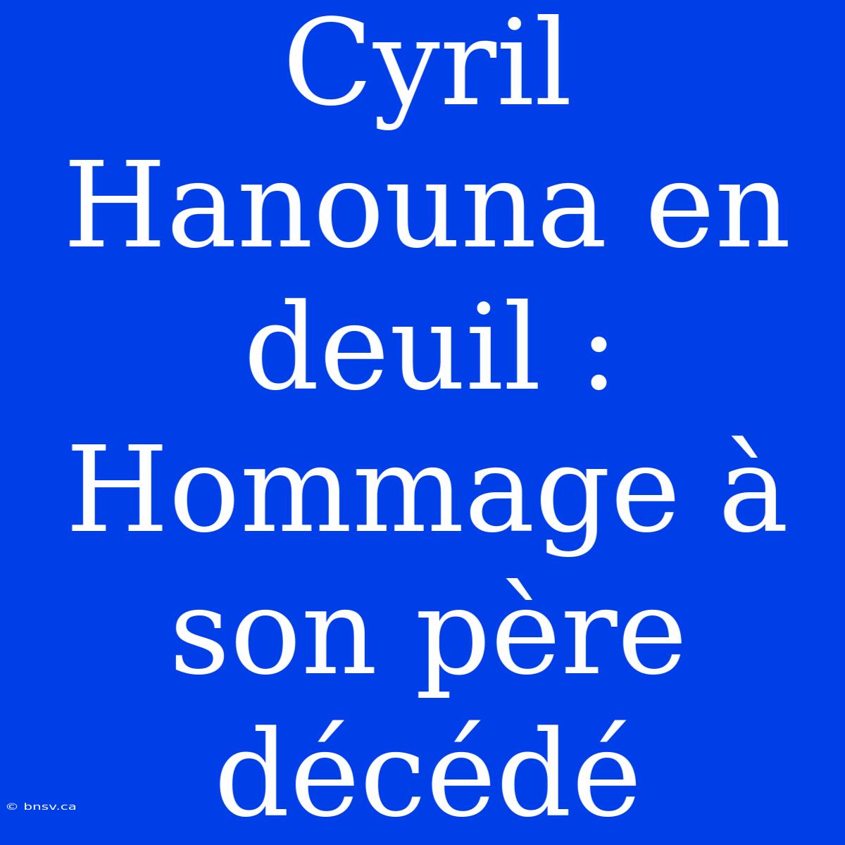 Cyril Hanouna En Deuil : Hommage À Son Père Décédé