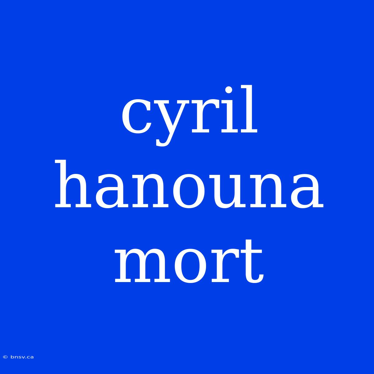 Cyril Hanouna Mort